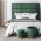 Iconic Home Tekoa 2 Piece Nesting Storage Ottoman Set Channel Quilted Velvet Upholstered Gold Tone Metal Base